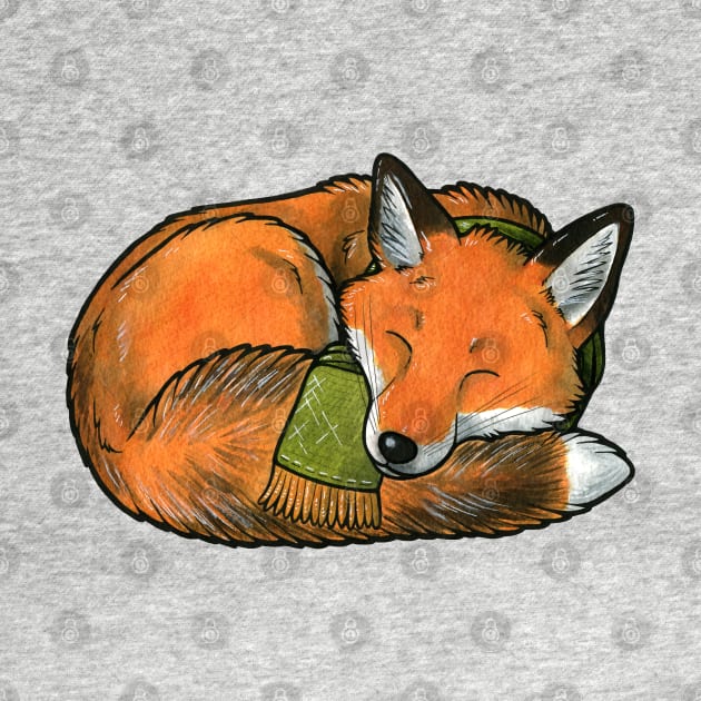 Sleeping red fox by animalartbyjess